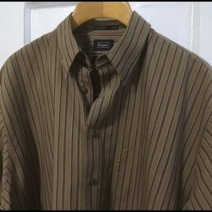 Haggar Brown Striped Shirt XL Extra Large